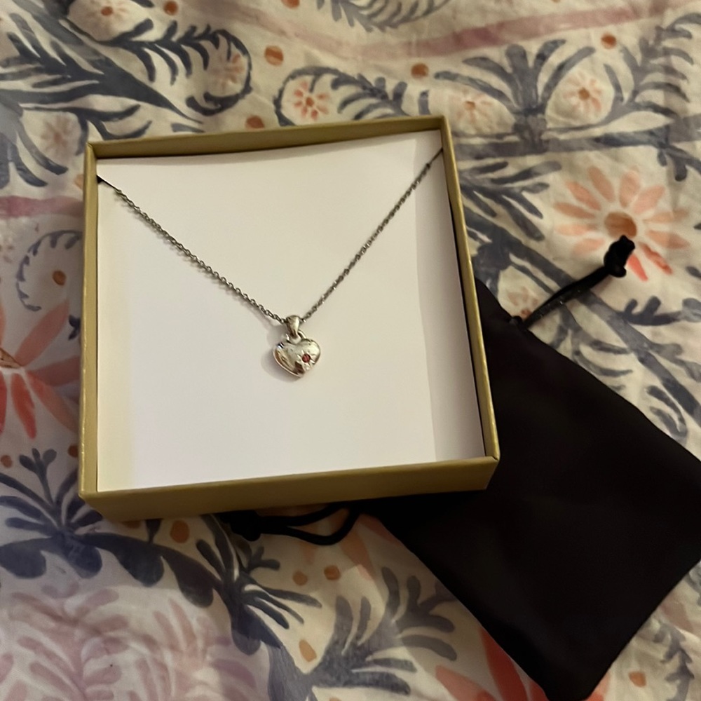 Silver Heart Pendant with Pink Gemstone
